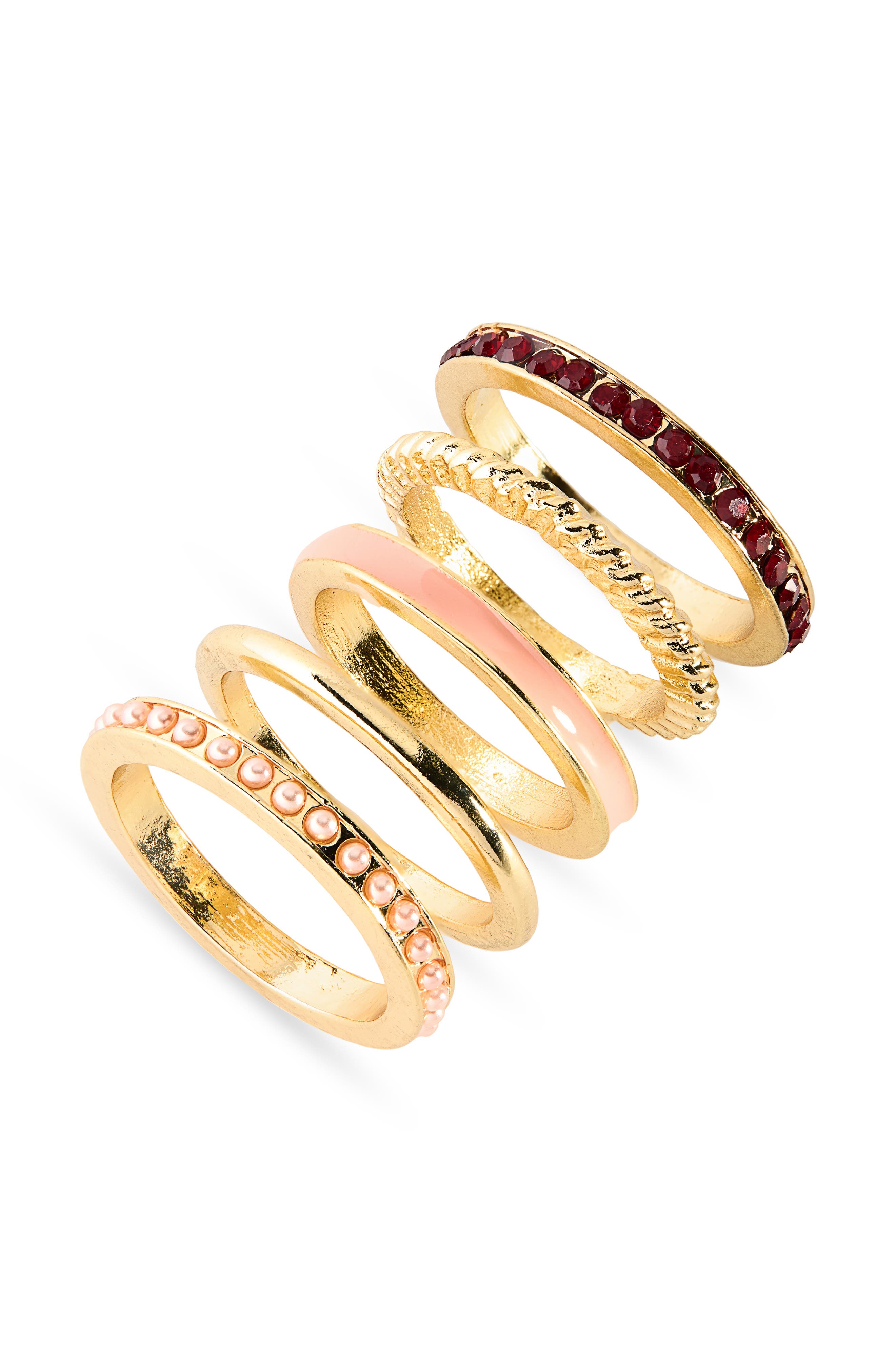 Mixed Texture Set of 5 Rings