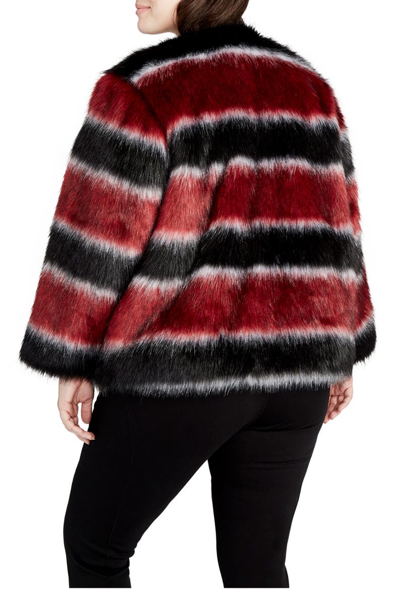 Stripe Faux Fur Coat, Alternate, color, BLACK COMBO