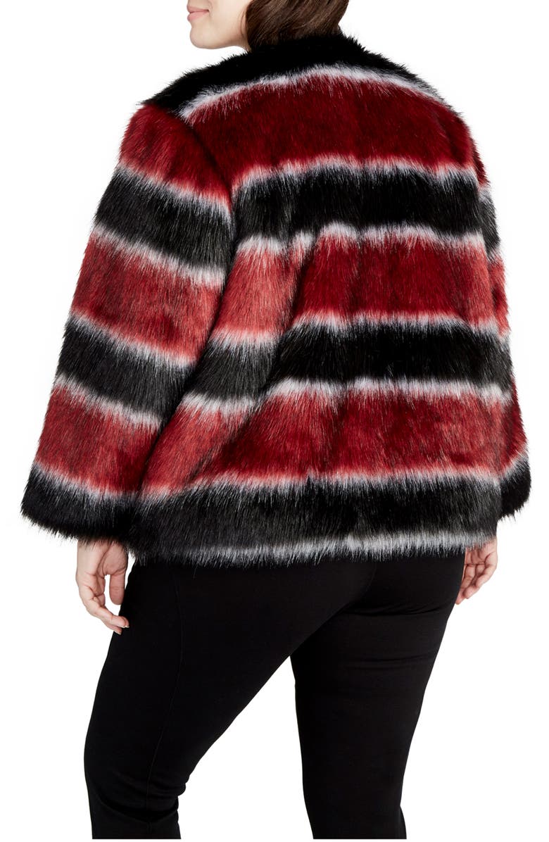 RACHEL Rachel Roy Stripe Faux Fur Coat, Alternate, color, 