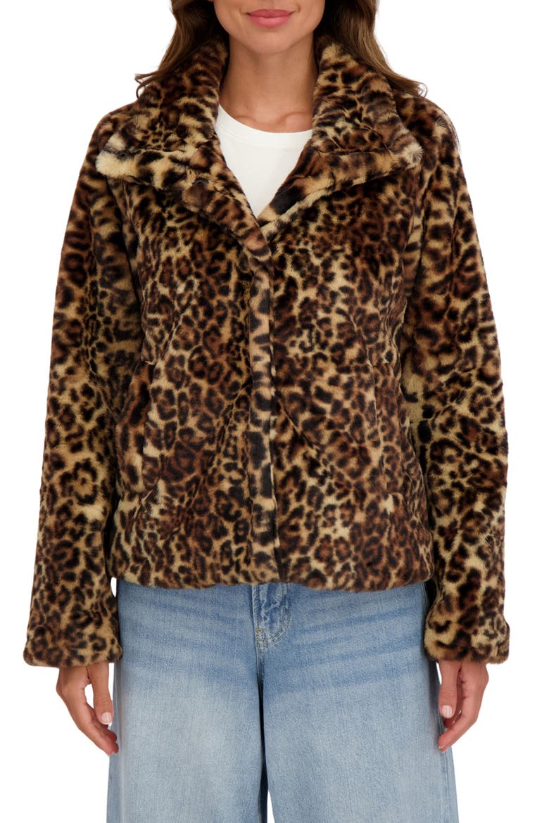 Short Faux Fur Jacket, Main, color, LEOPARD