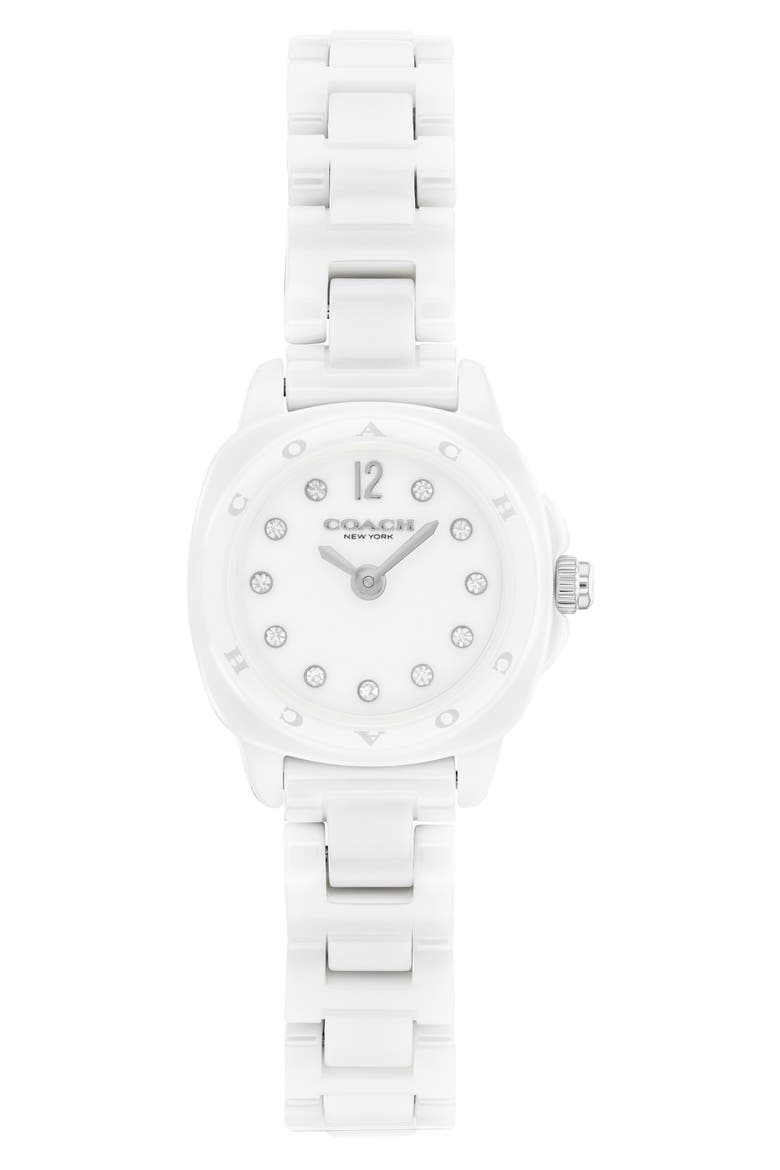 Kitt White Ceramic Bracelet Watch, 21mm, Main, color, WHITE