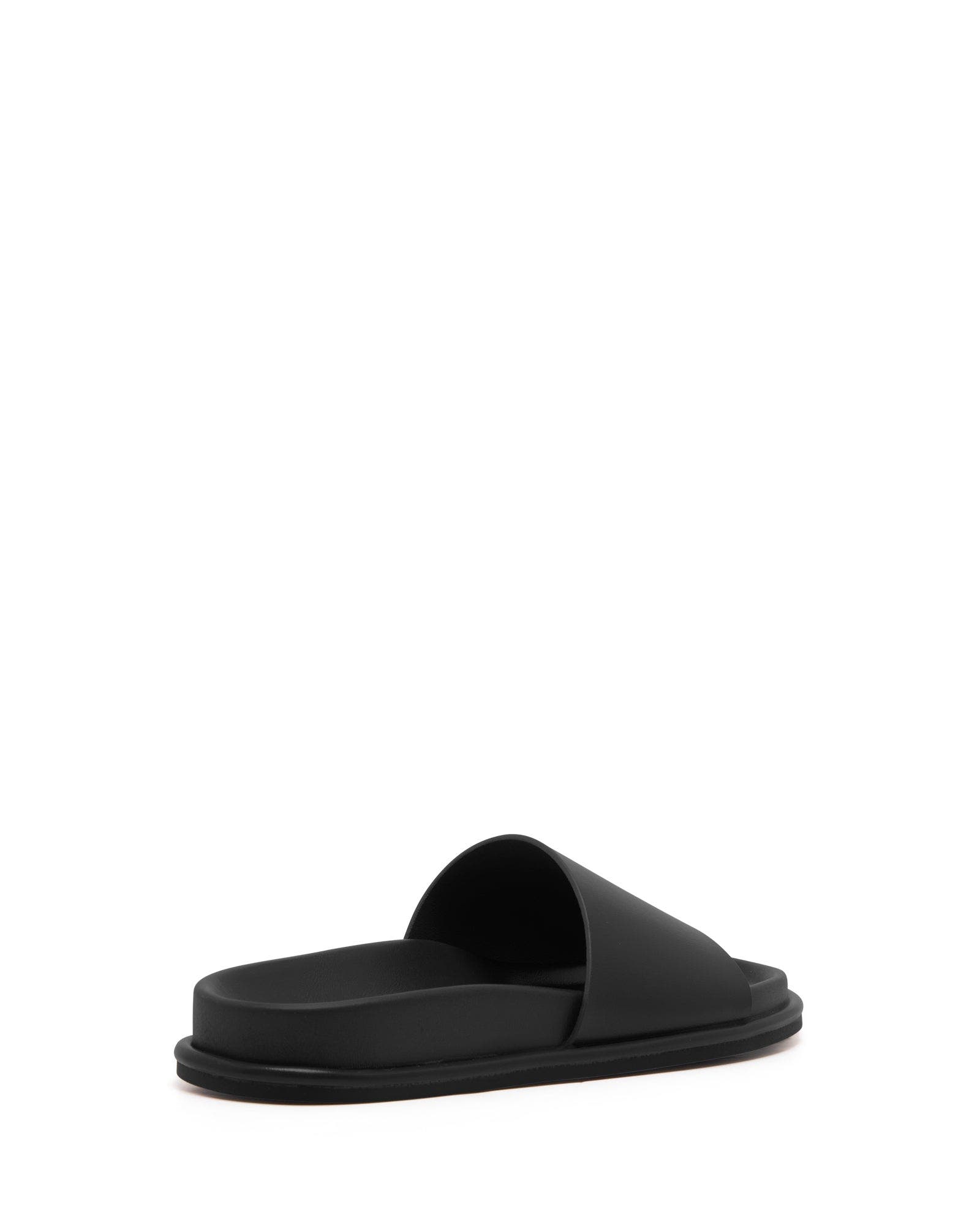 Myles open round toe sandal, Alternate, color, Black Smooth Pu