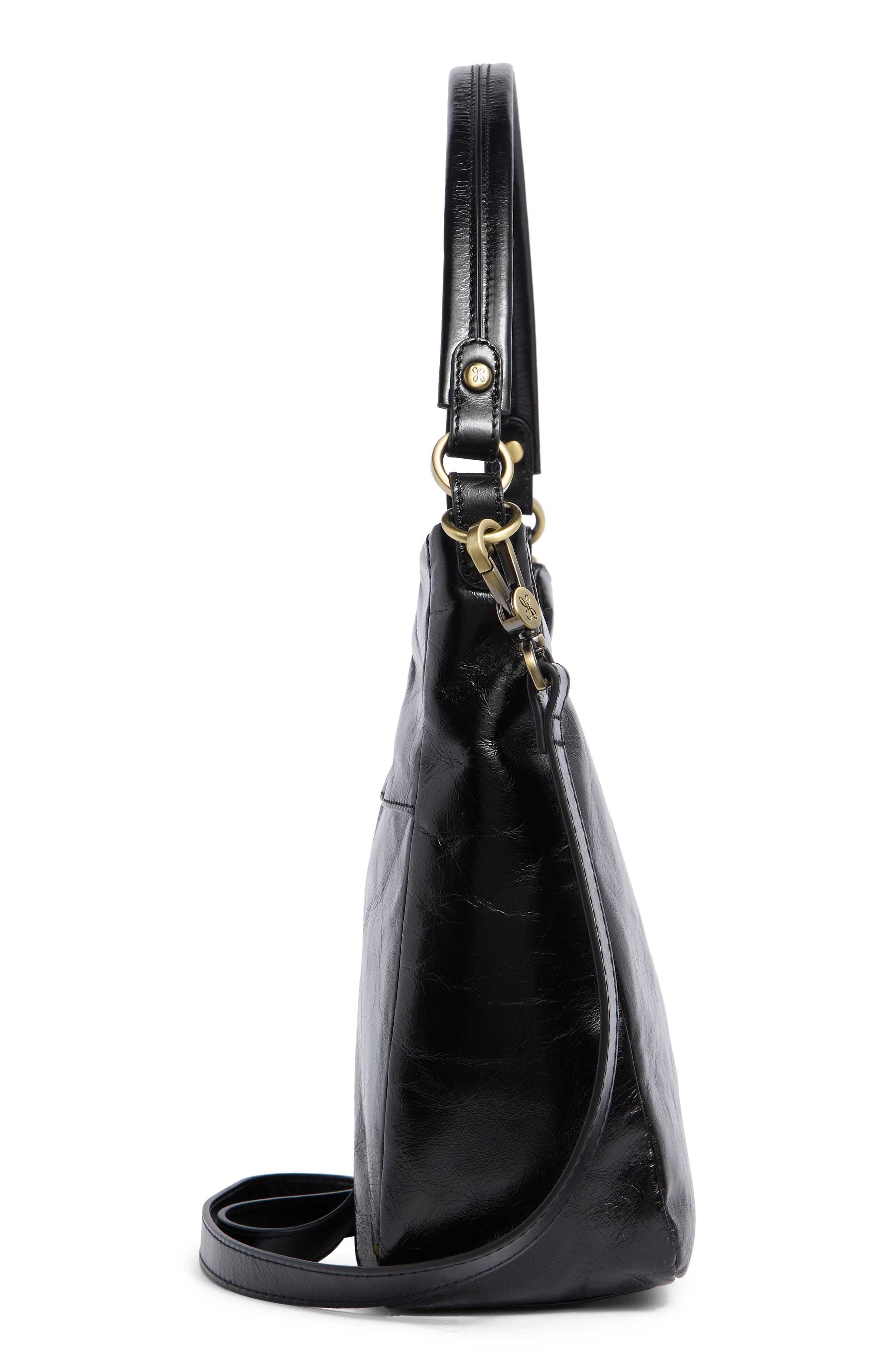 Delilah Leather Shoulder Bag, Alternate, color, BLACK