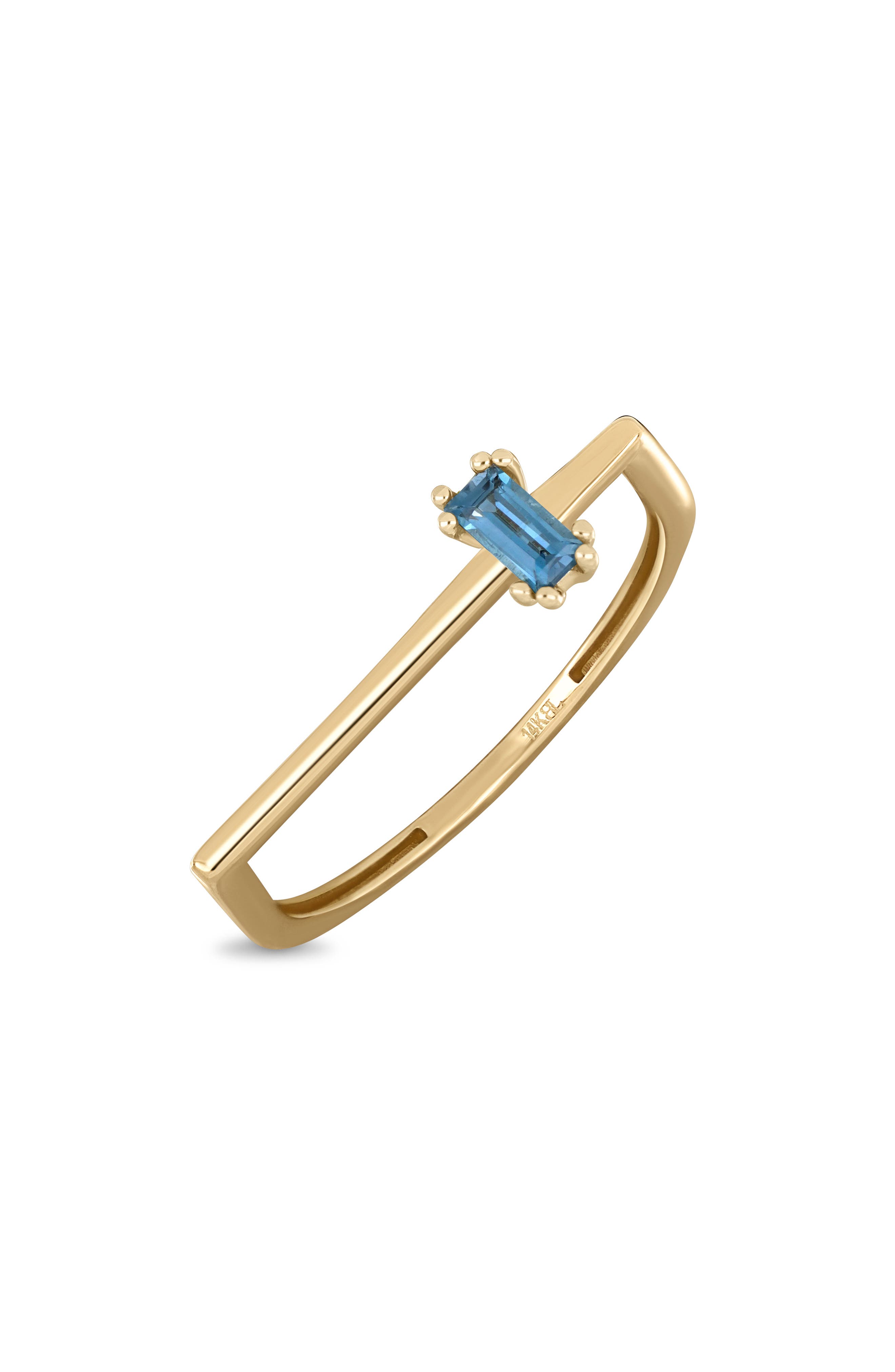 Bony Levy 14K Yellow Gold London Blue Topaz Stackable Ring