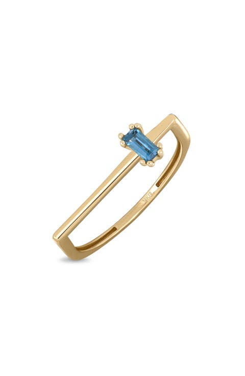 14K Yellow Gold London Blue Topaz Stackable Ring