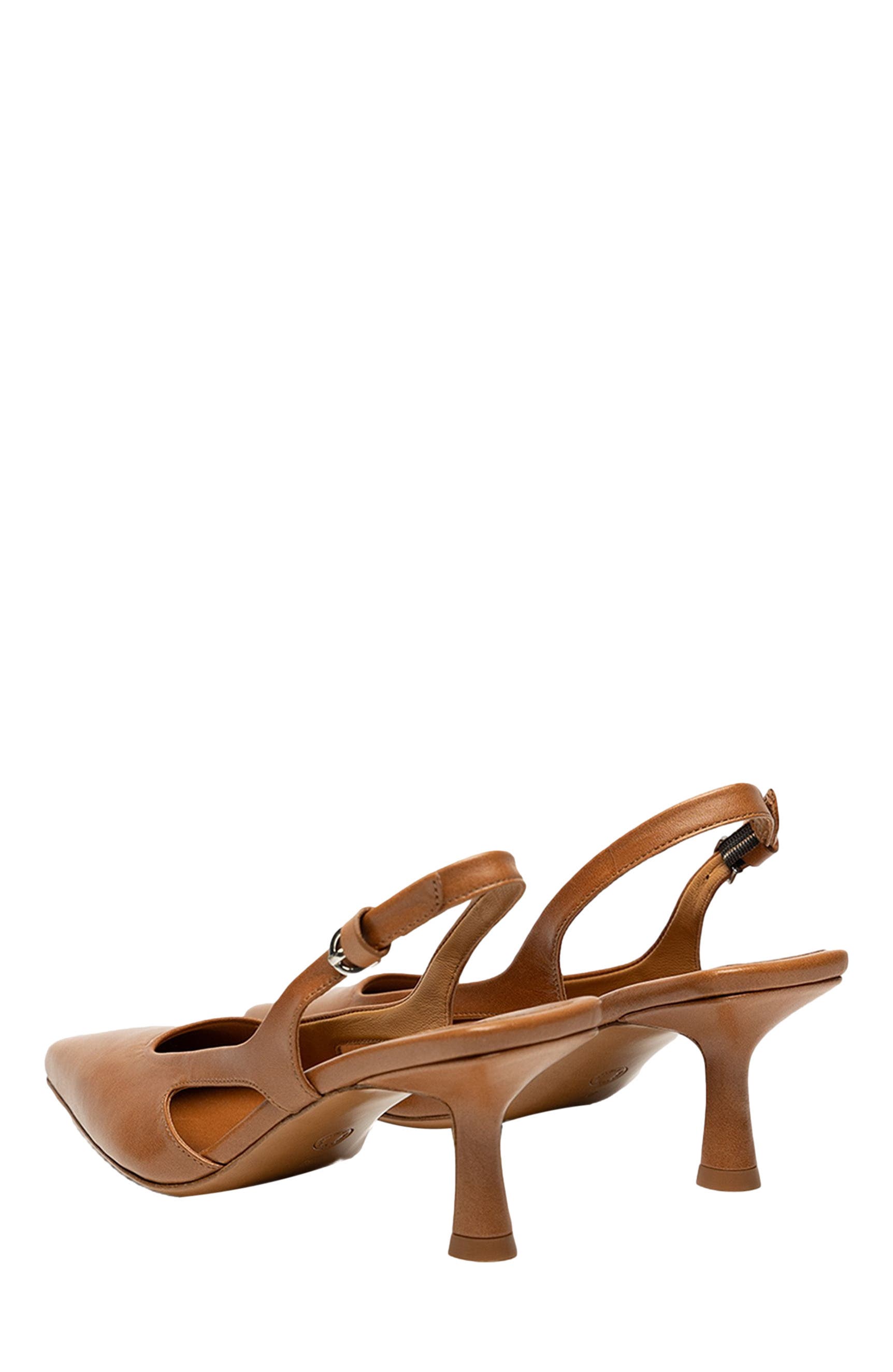 Holton Smooth Leather Slingback Heels, Alternate, color, Cuero