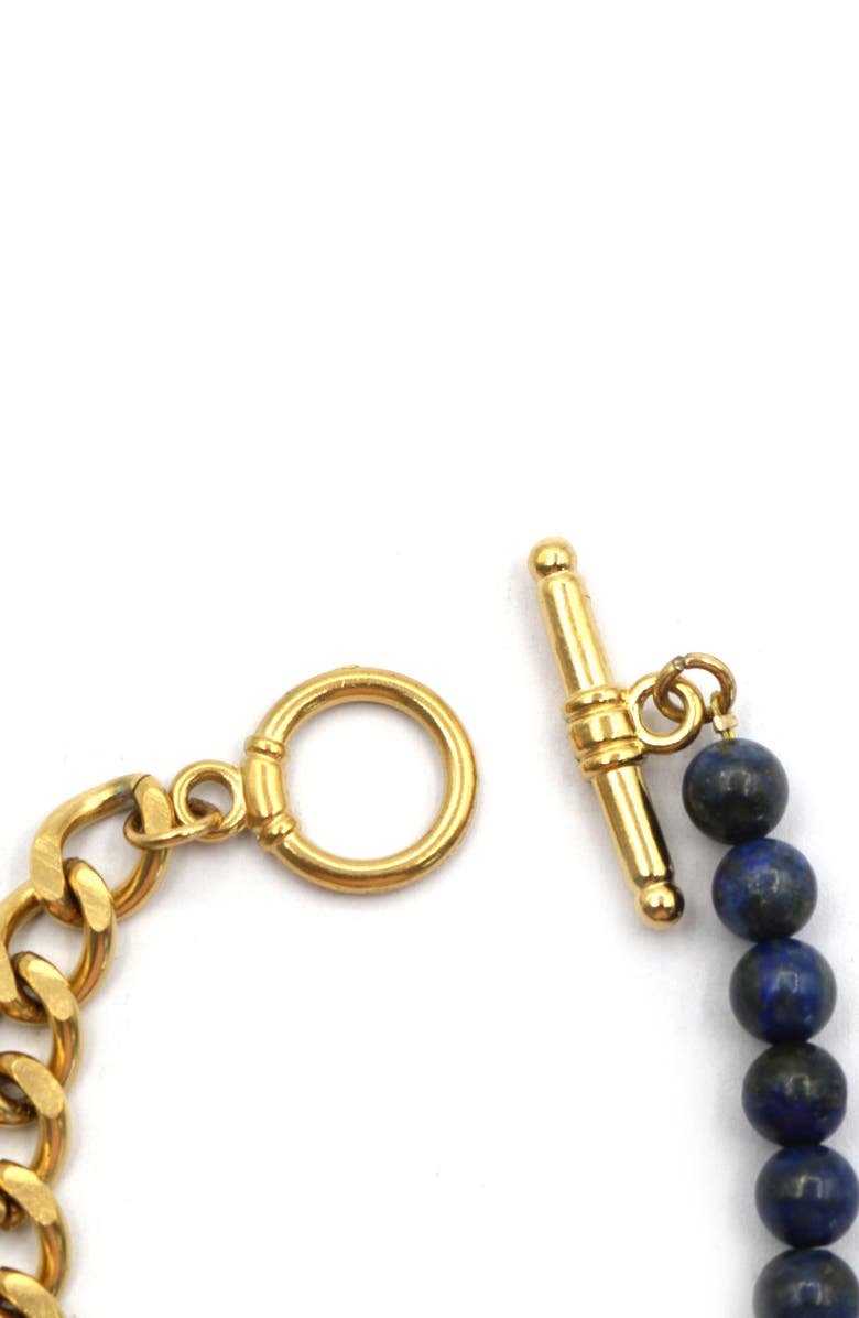 REBL Gender Inclusive Lapis Cuban Link Bracelet, Alternate, color, Gold