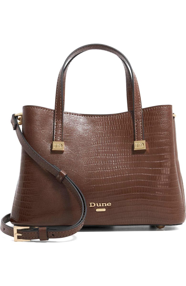 Dune London Dinky Dorrio Mini Tote Bag, Main, color, Dark Brown