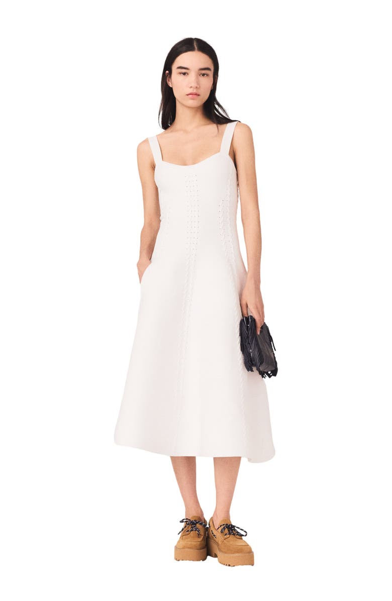 maje Knit midi dress, Main, color, White