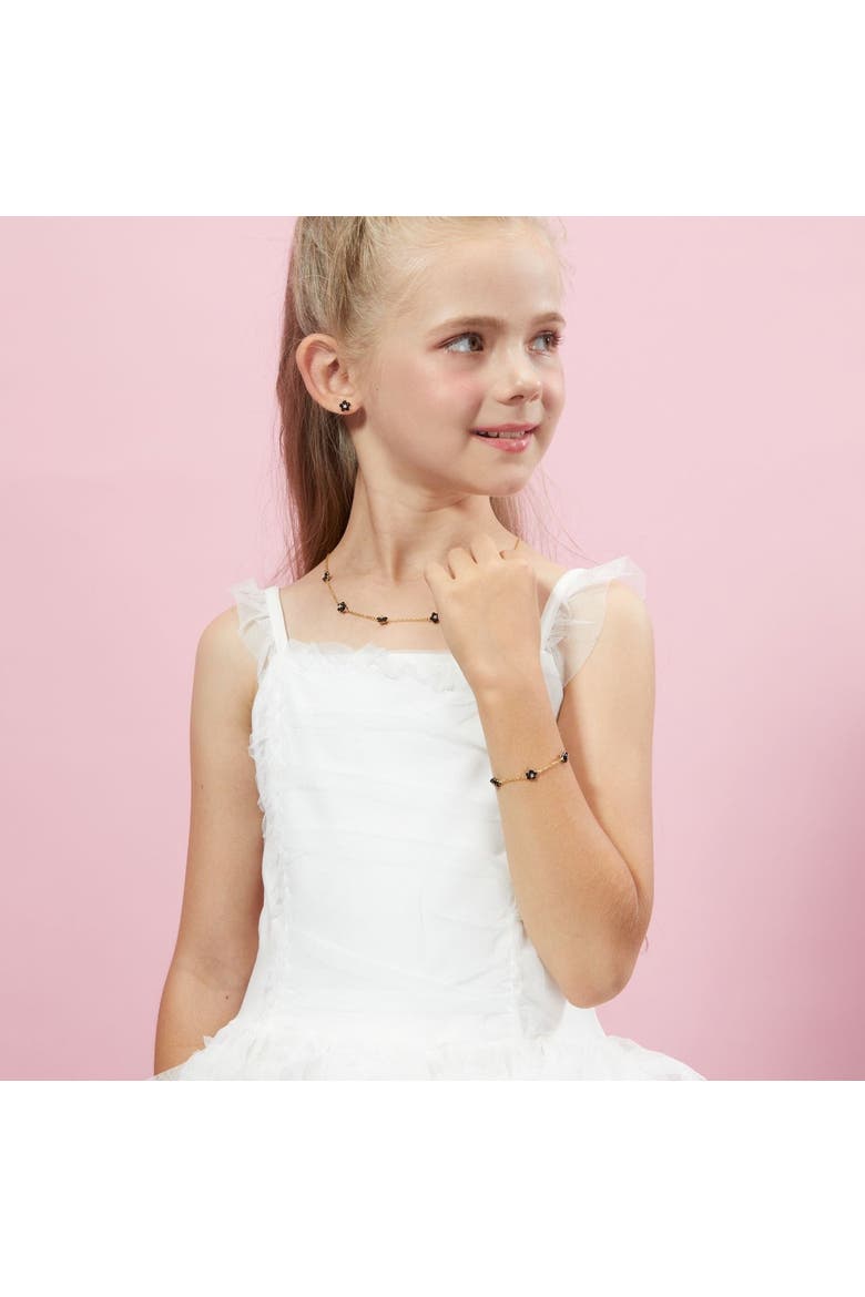 Petit Daisy  Bracelet, Alternate, color, Black/Yellow Gold