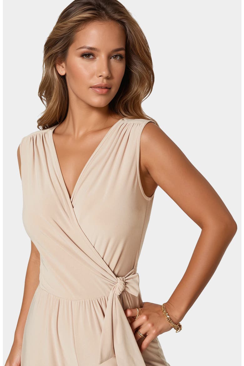 Sleeveless Faux Wrap Jumpsuit, Alternate, color, MOCHA
