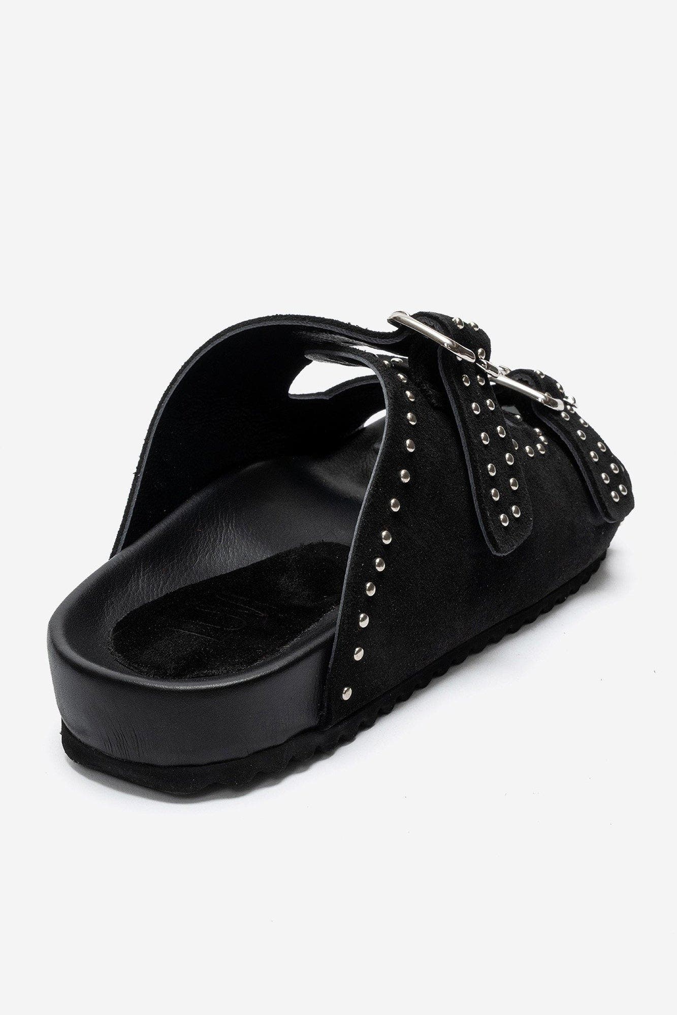 Avenelle Leather Double Band Sandal, Alternate, color, Black Suede
