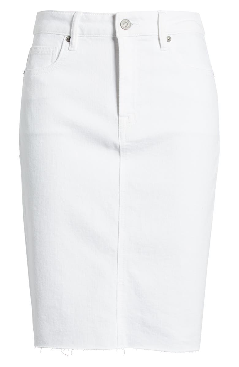 HIDDEN JEANS Raw Hem Denim Skirt, Alternate, color, White
