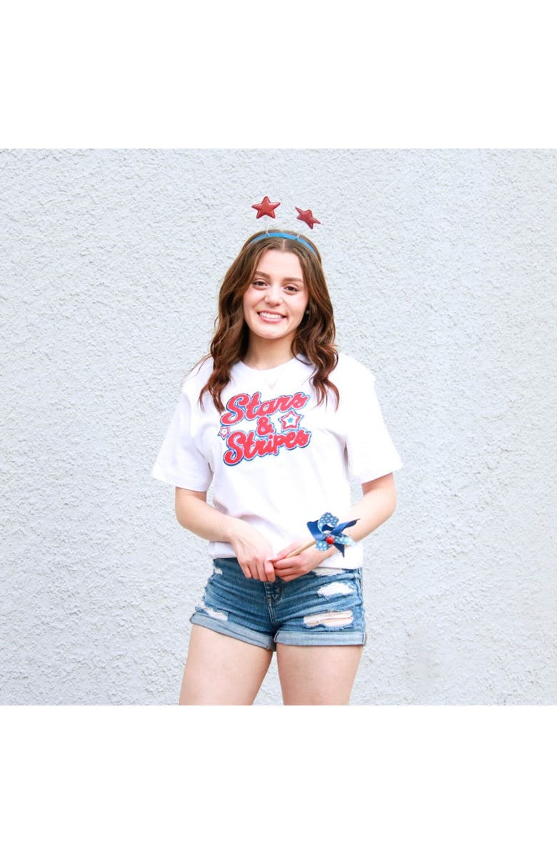 Sweet Wink Stars and Stripes Patch Adult Short Sleeve T-Shirt, Alternate, color, 