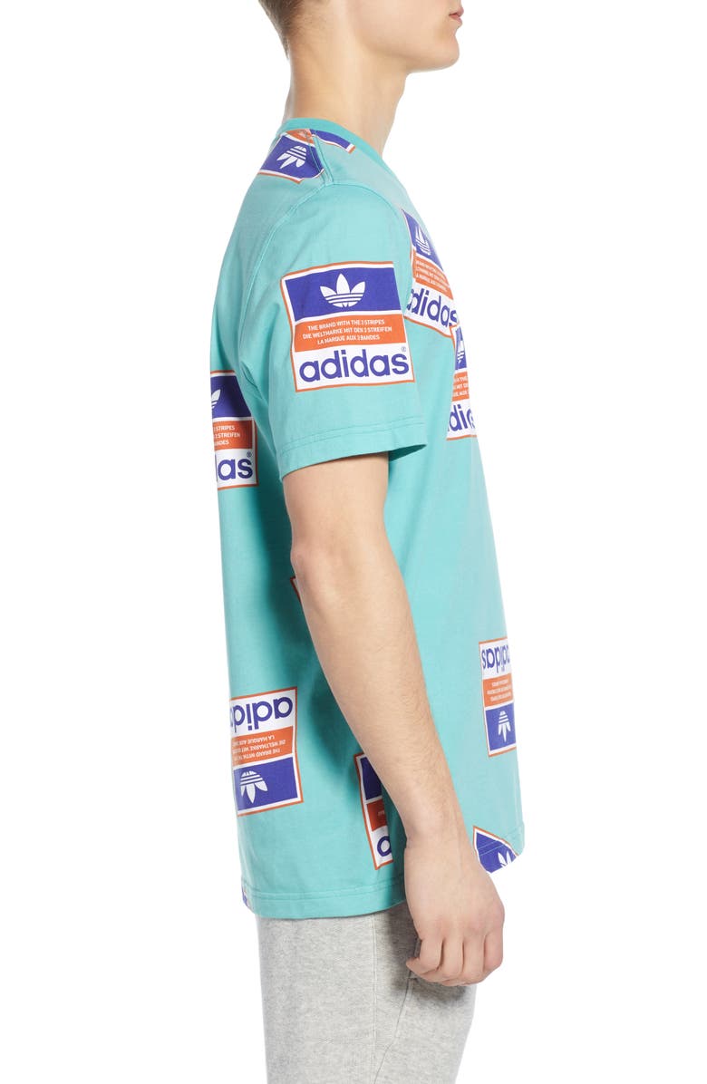 adidas Originals Stickerbomb Graphic T-Shirt, Alternate, color,