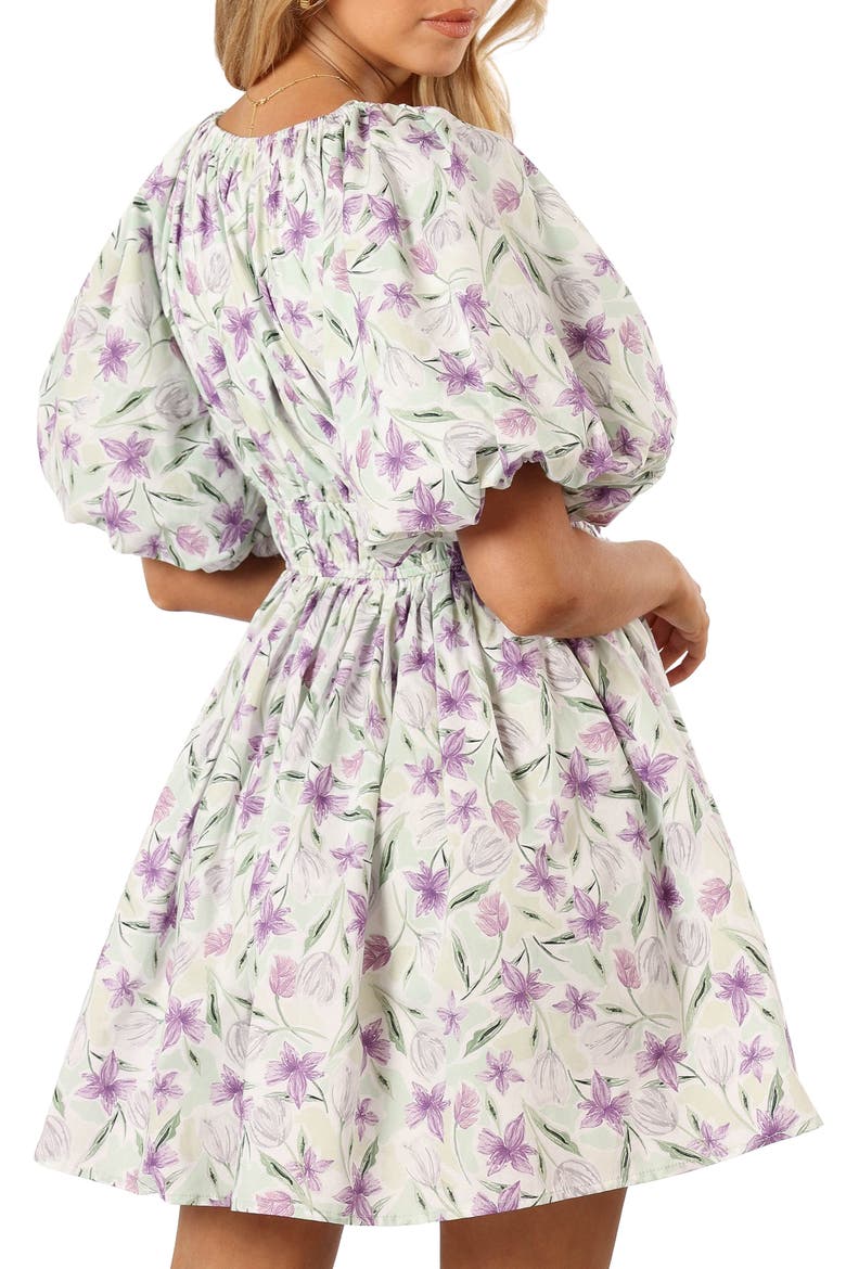 Tenaya Floral Puff Sleeve Minidress, Alternate, color, LAVENDER