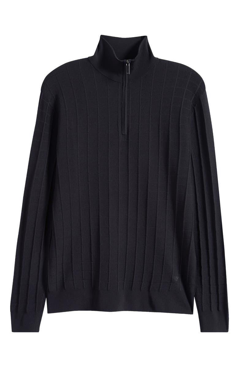 Emporio Armani Rib Quarter Zip Sweater, Alternate, color, Black