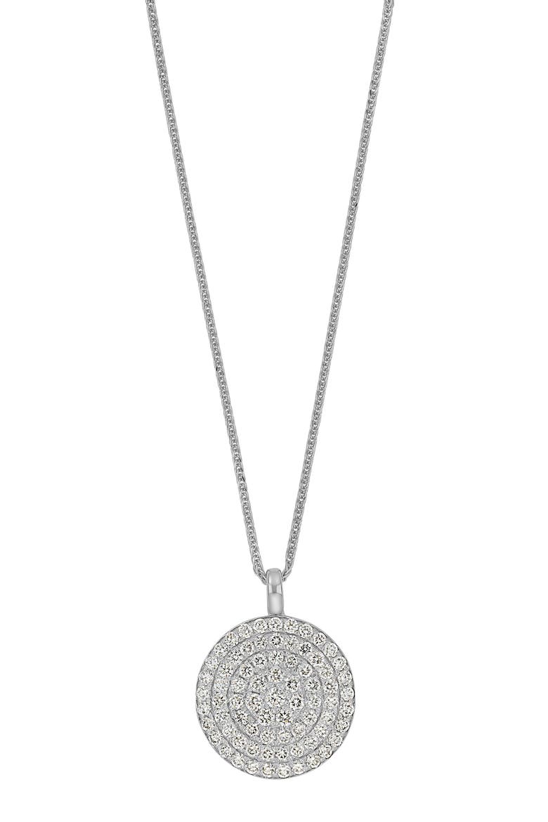 Diamond Disc Pendant Necklace (Nordstrom Exclusive), Main, color, 18K WHITE GOLD