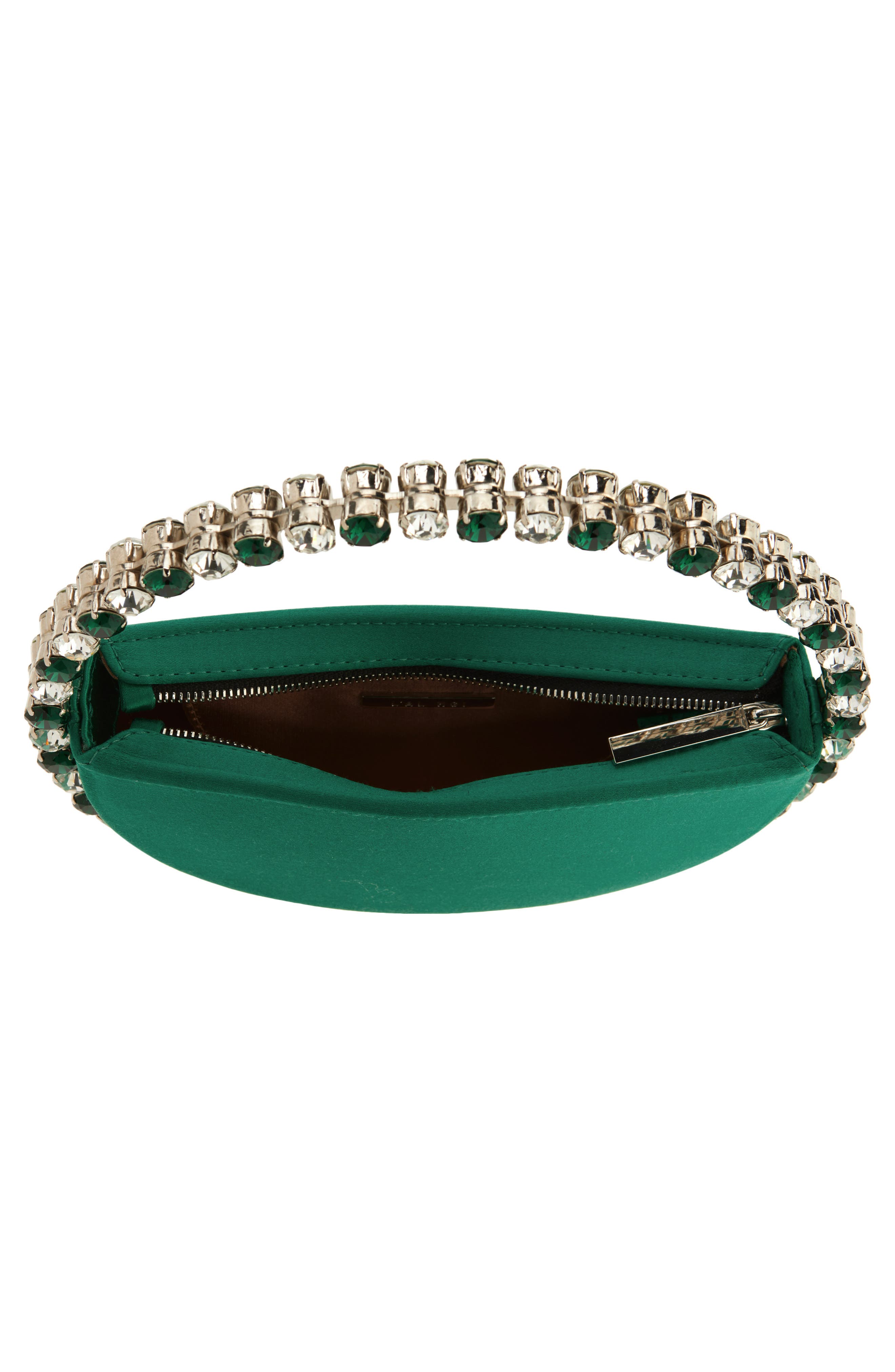 L’alingi Eternity Embellished Satin Clutch, Alternate, color, Emerald Green