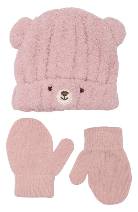 Kids' Cozy Bear Beanie & Mittens Set