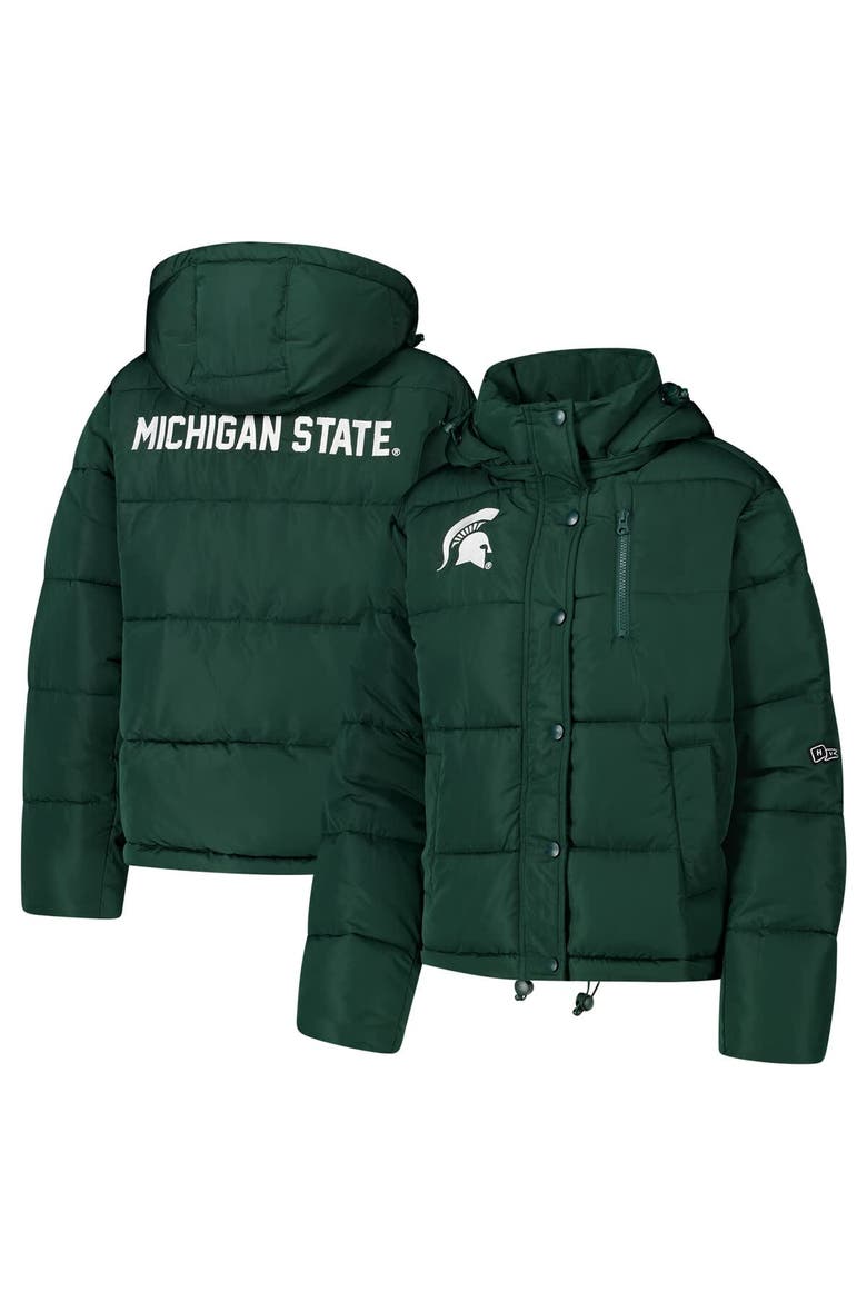 Women's Hype and Vice Green Michigan State Spartans Puffer Jacket, Main, color, Green
