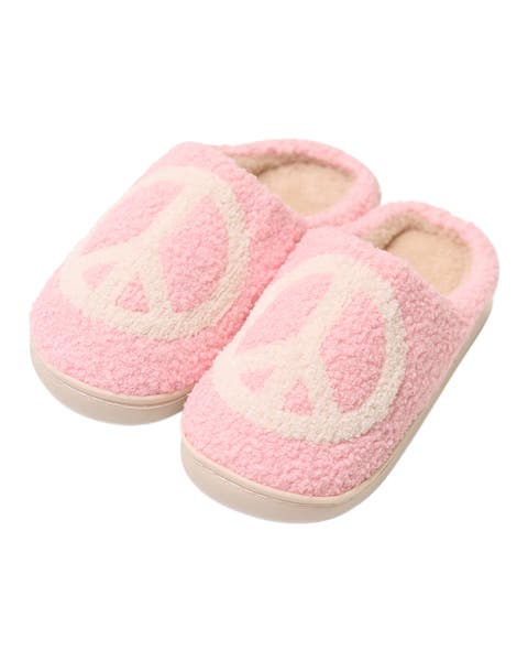 Plush peace symbol slippers
