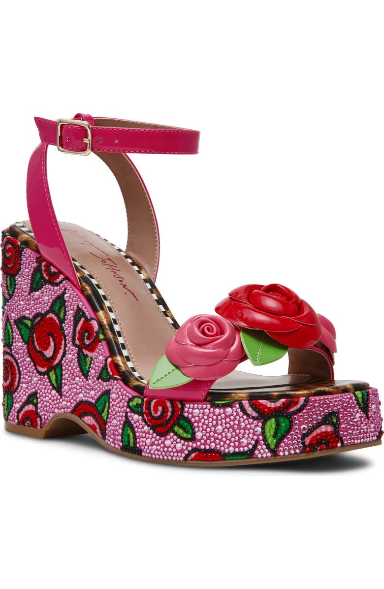 Betsey Johnson Lizzette Wedge Sandal, Main, color, Fushia Rose