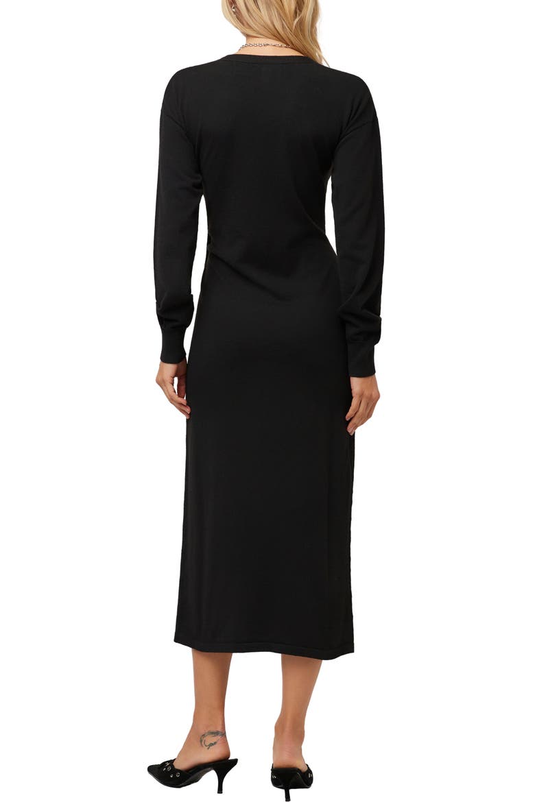 Raya Wrap Midi Sweater Dress, Alternate, color, BLACK