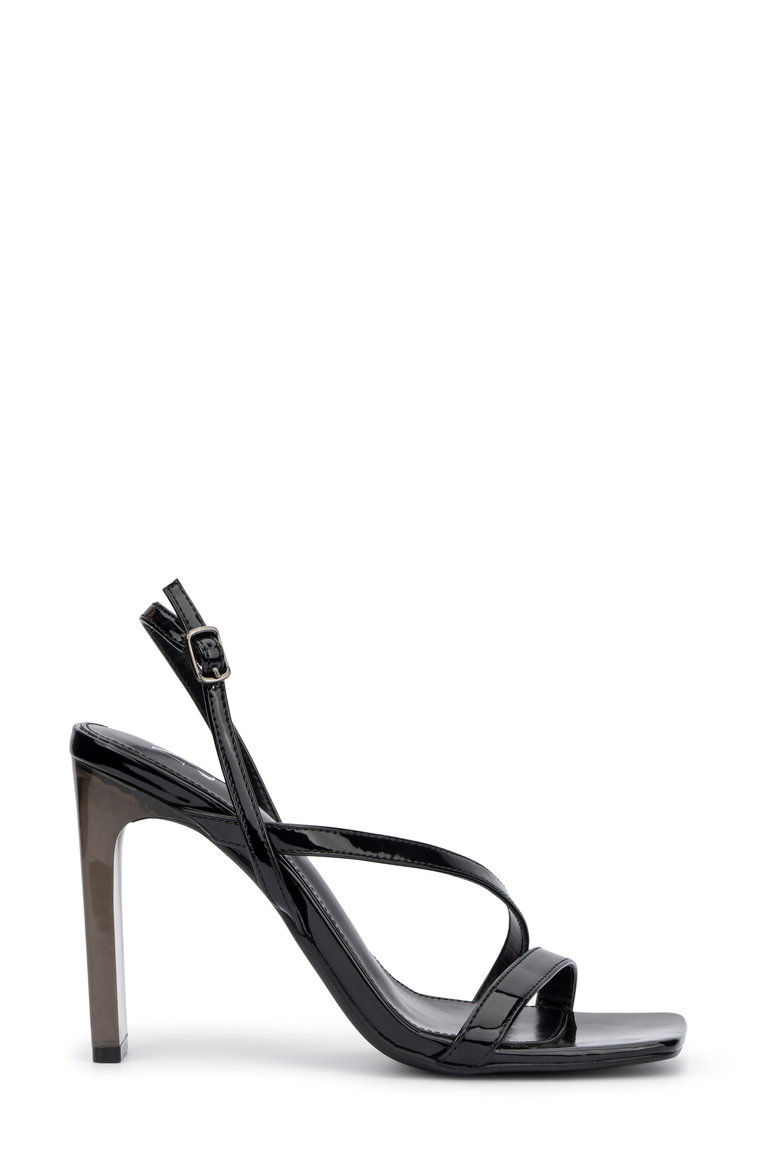 NEW YORK AND COMPANY Lory Faux Leather Lucite Heel Sandal, Alternate, color, Black