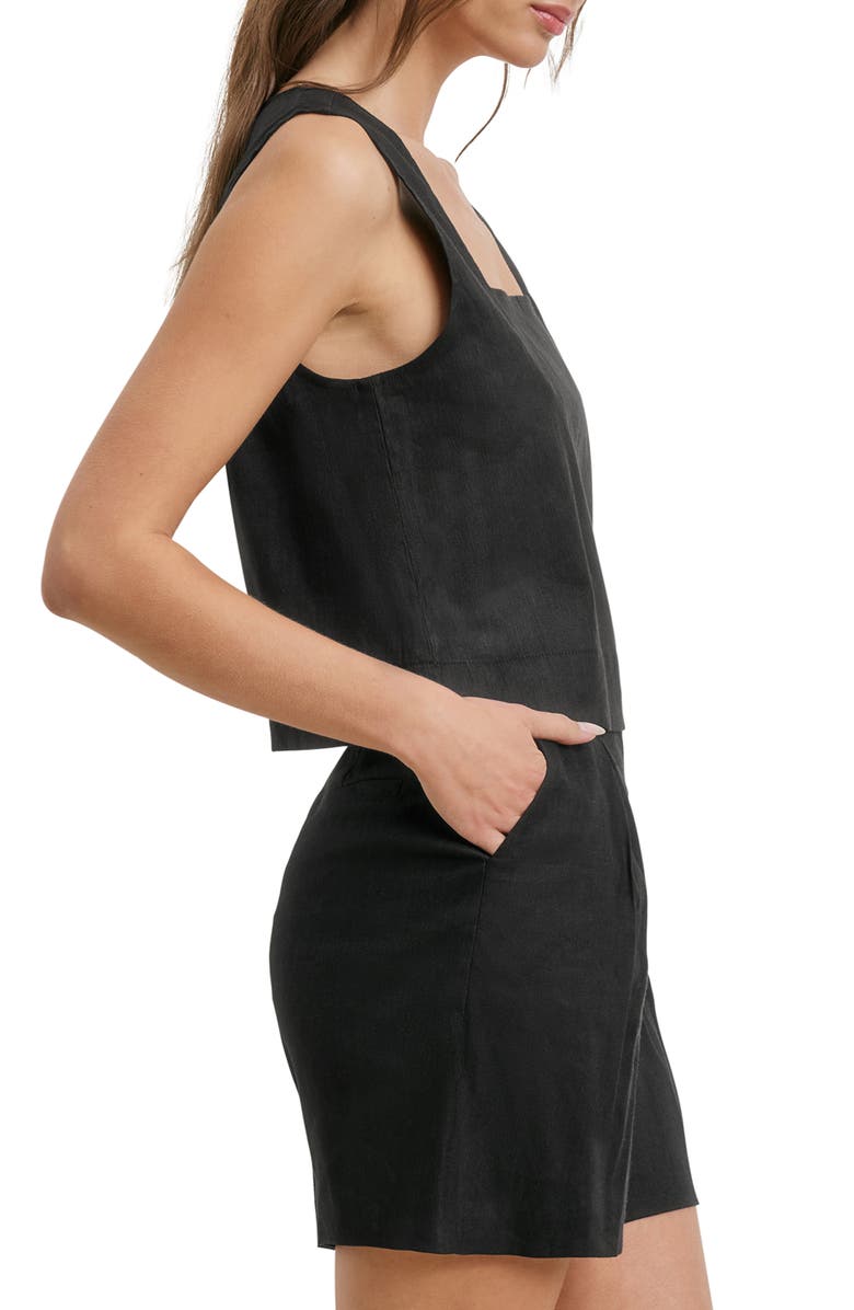 Favorite Daughter The Abby Linen Blend Square Neck Crop Shell, Alternate, color, Black