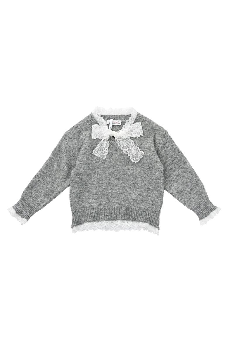 Lace-Bow Top with Tiered Skirt, Alternate, color, Grey