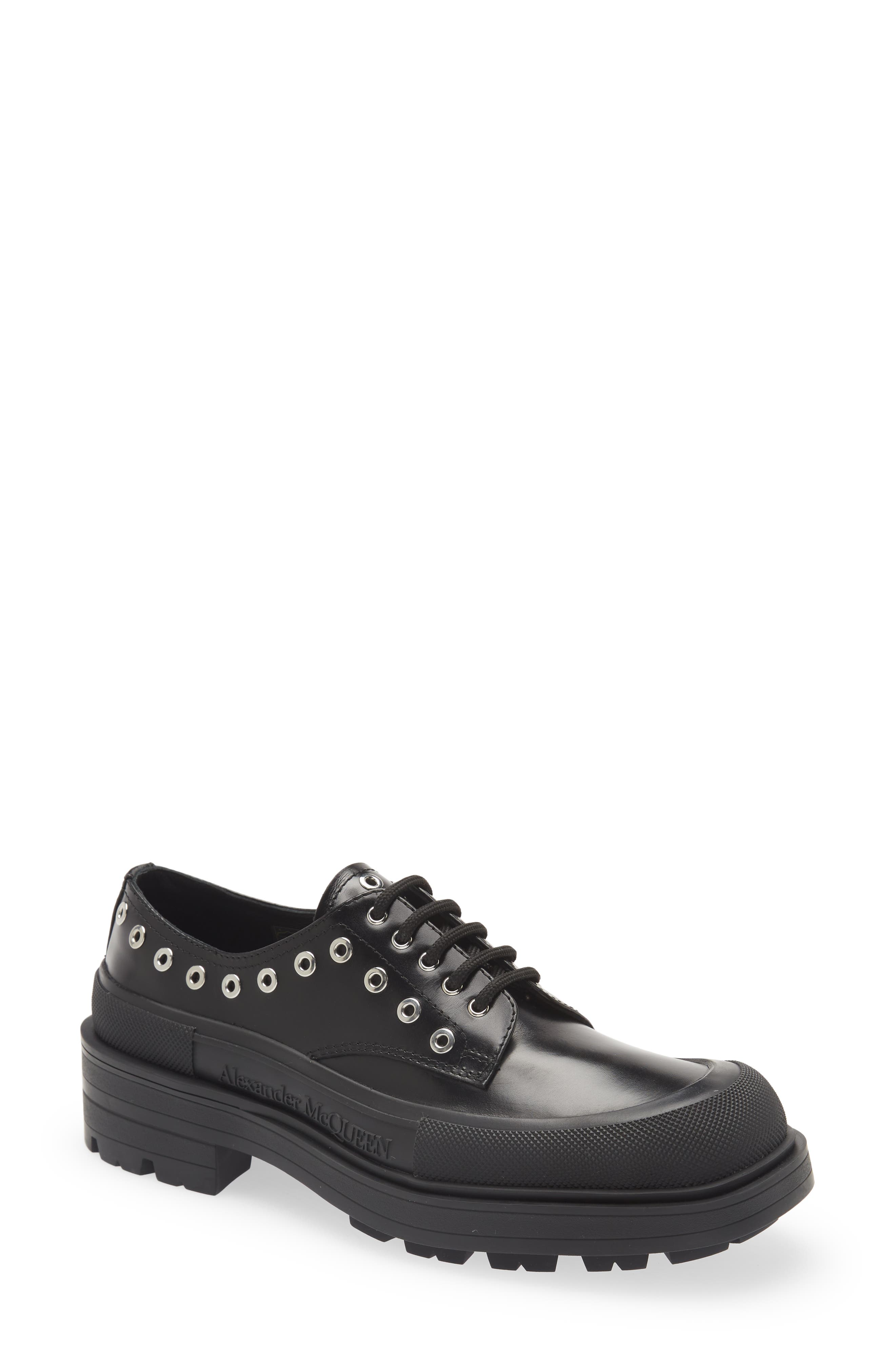 McQueen Stacked Sole Grommet Detail Derby, Main, color, 