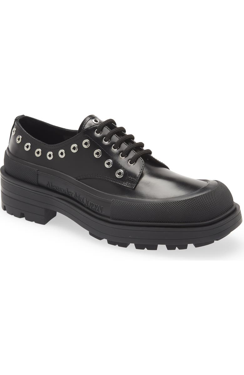 McQueen Stacked Sole Grommet Detail Derby, Main, color,