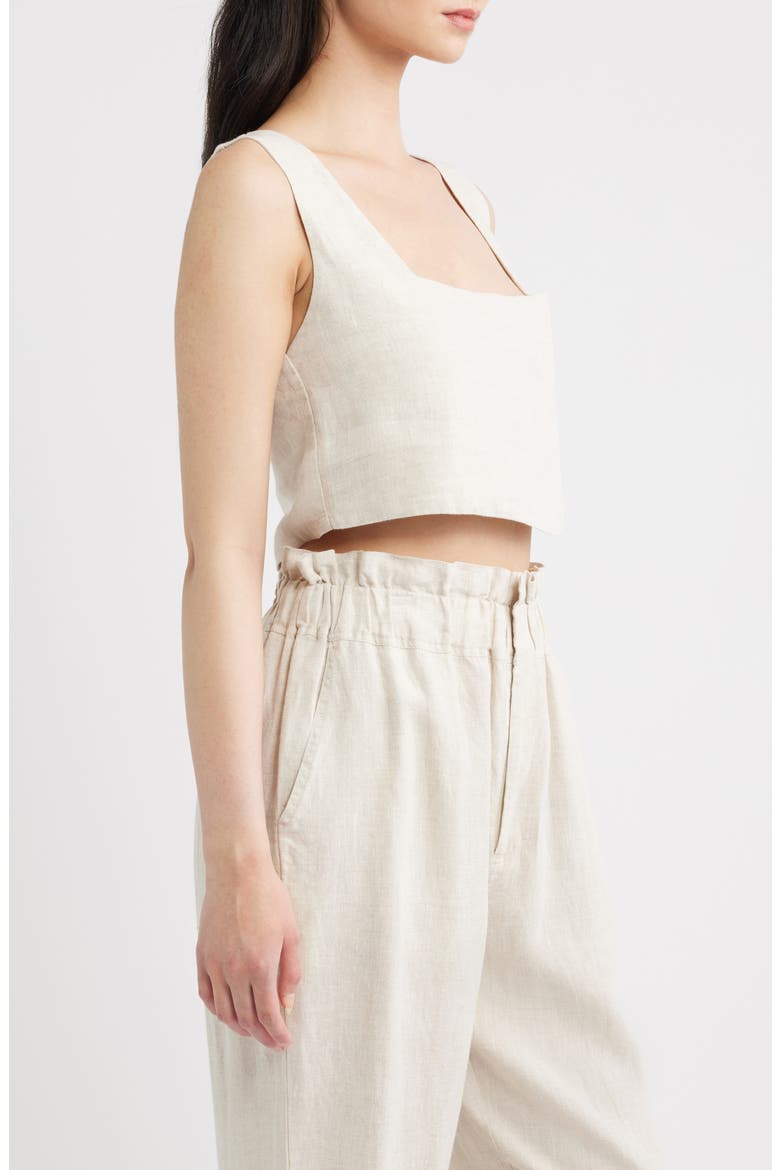 Christal Crop Linen Tank, Alternate, color, LINEN