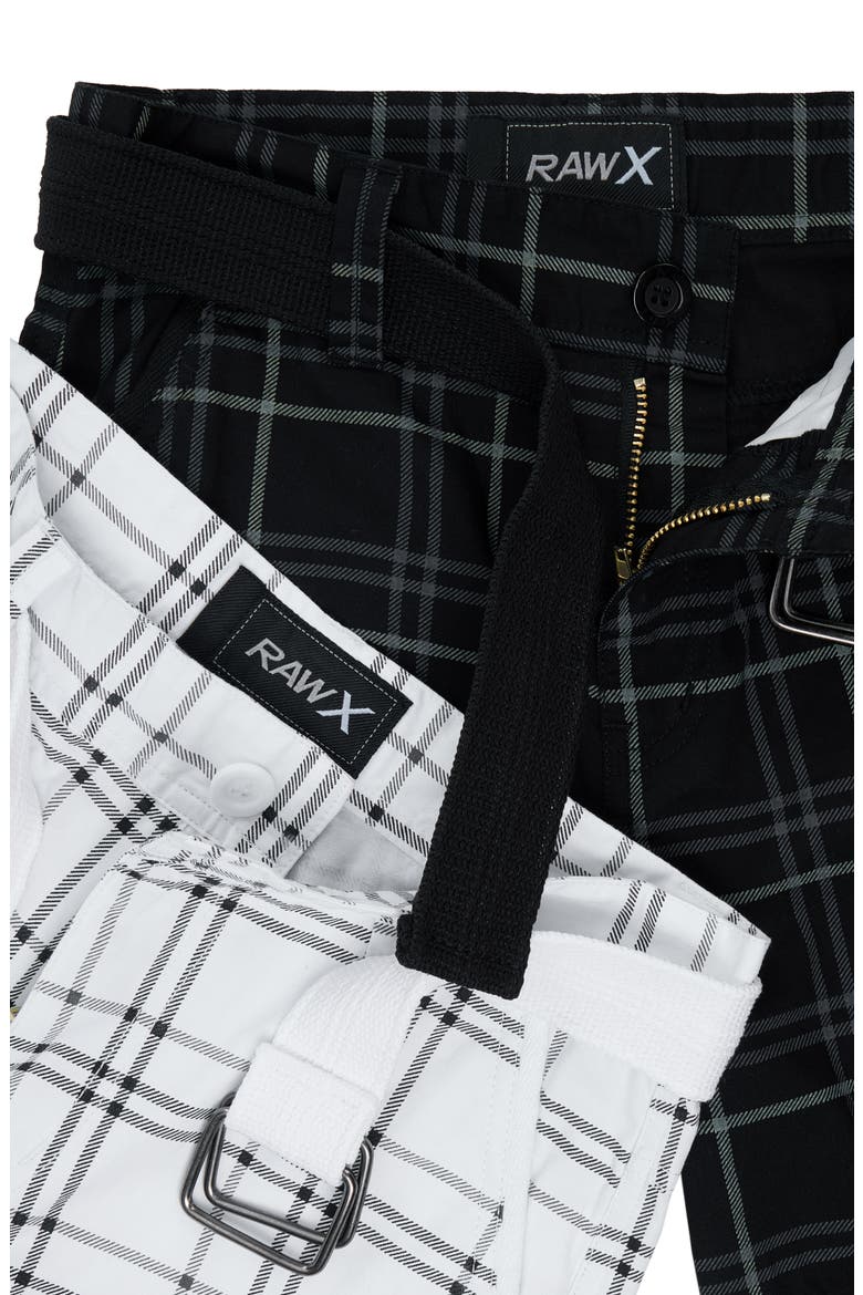 Kids' 2-Pack Belted Twill Cargo Shorts, Alternate, color, BK PLD/ WH PLD