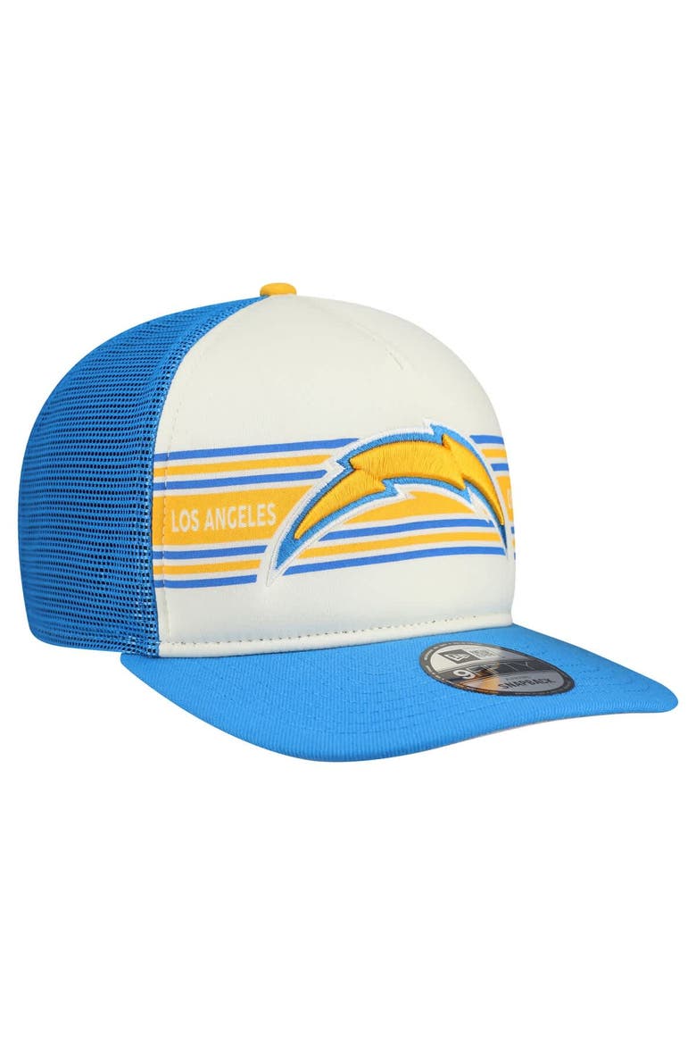Men's New Era  Cream/Powder Blue Los Angeles Chargers Banner A-Frame 9FIFTY Snapback Hat, Alternate, color, Cream