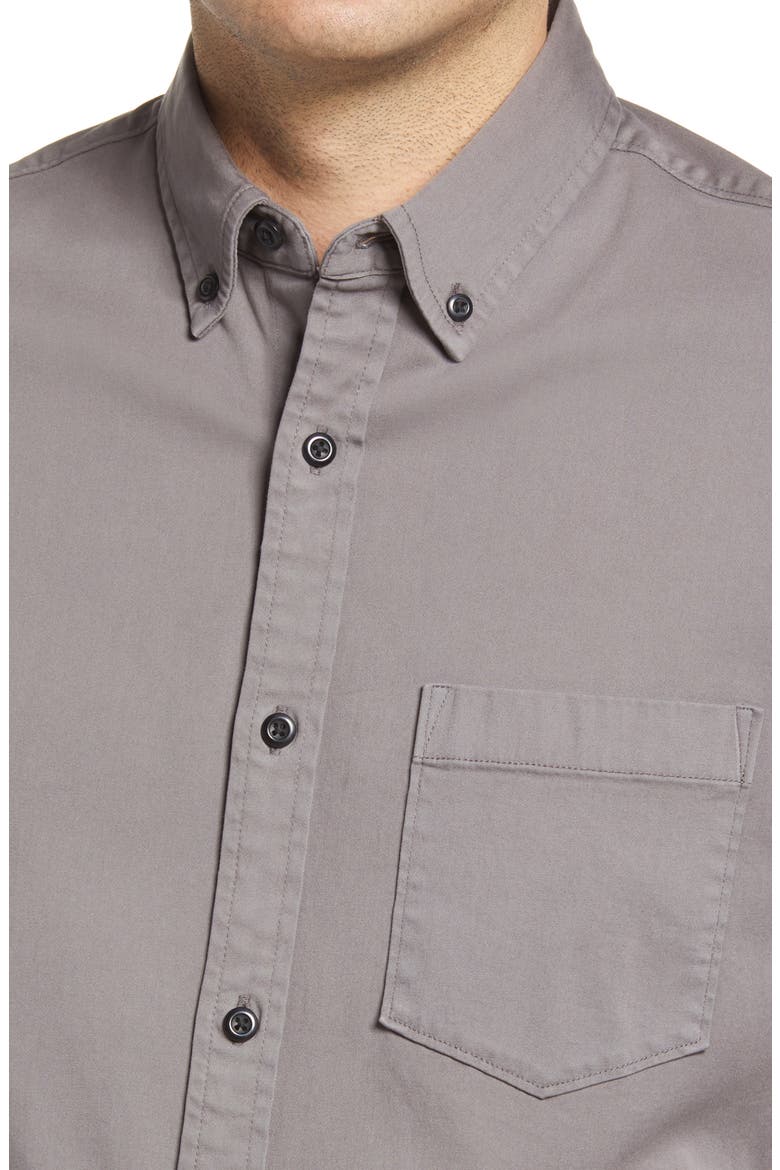 Trim Fit Stretch Chambray Button-Down Shirt, Alternate, color, GREY TORNADO