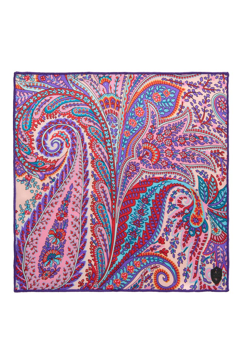 Lavender Paisley Silk Pocket Square, Alternate, color, PURPLE