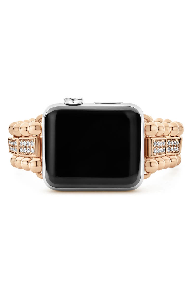 LAGOS Smart Caviar 18K Gold & Diamond Link 16mm Apple WatchÂ<sup>®</sup> Watchband, Alternate, color,