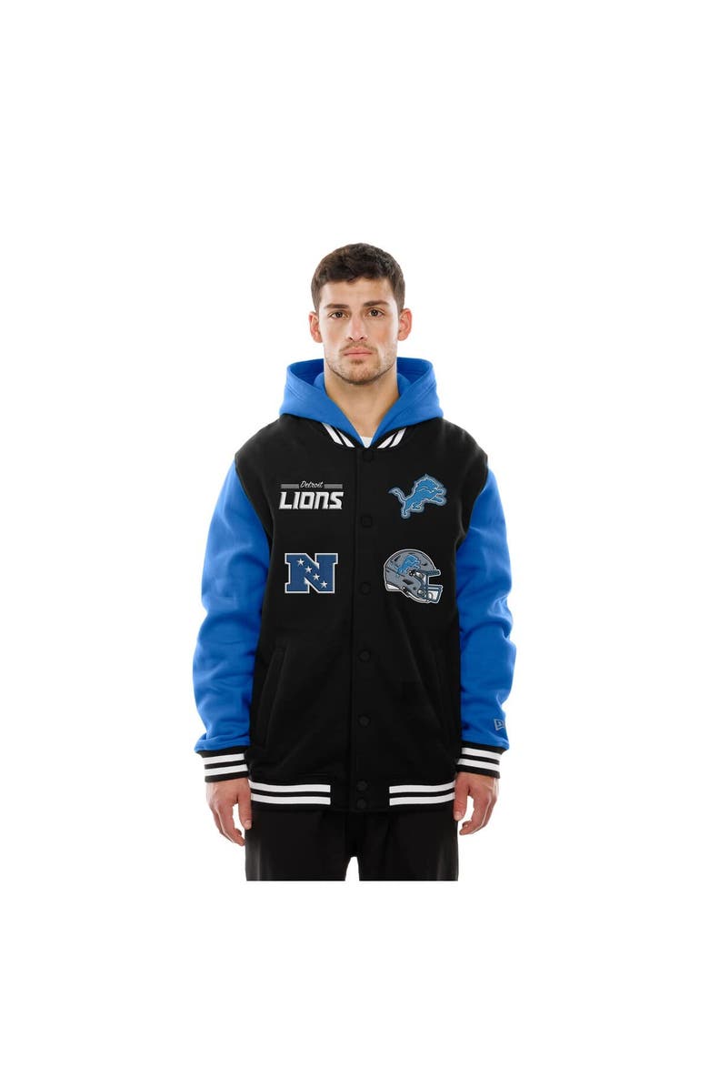 New Era Men's New Era Black Detroit Lions Full-Snap Fleece Hoodie Jacket, Alternate, color,