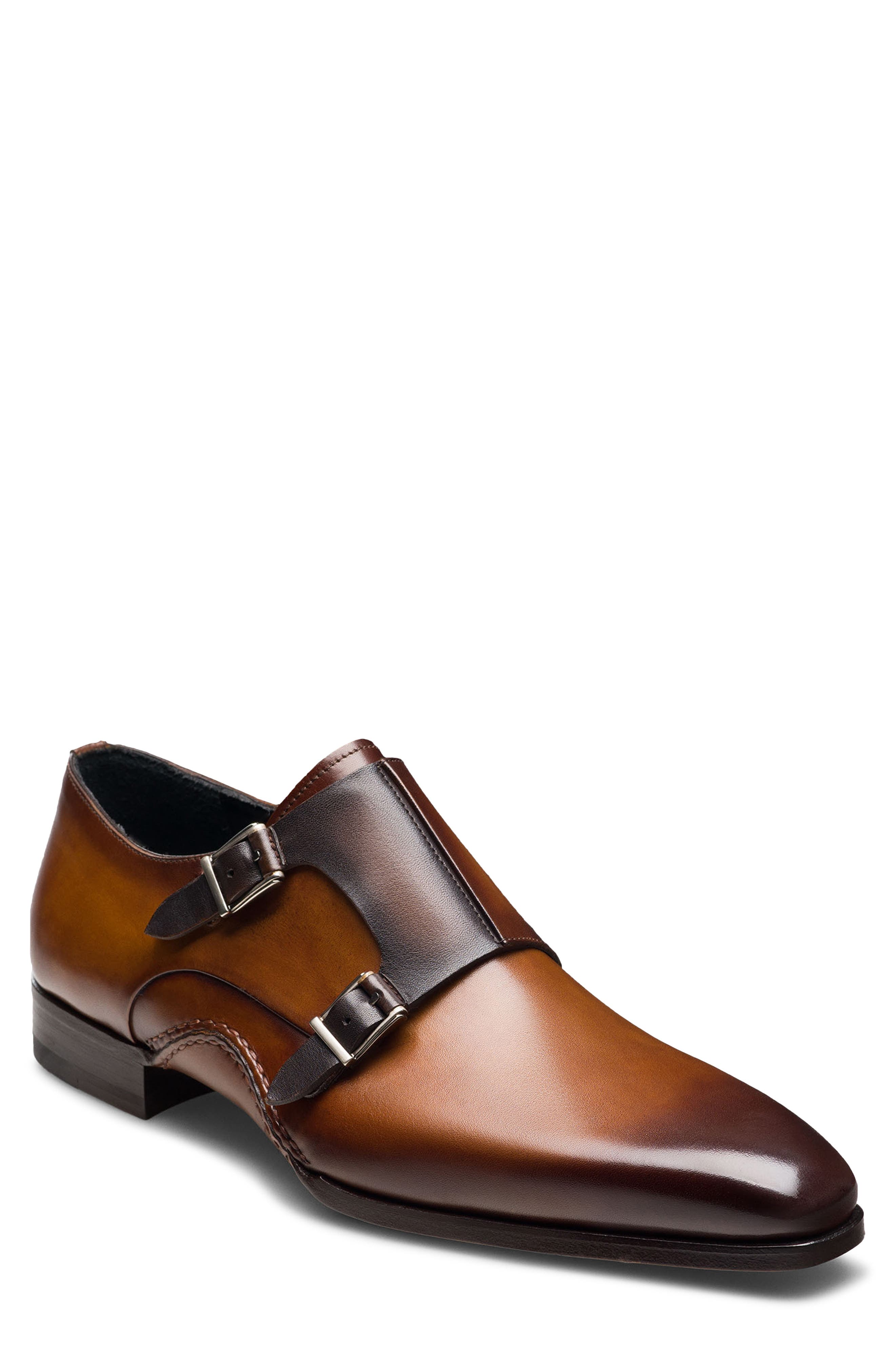 Lloyd 1901 Double Monk Strap Shoe, Main, color, CUERO/ BROWN