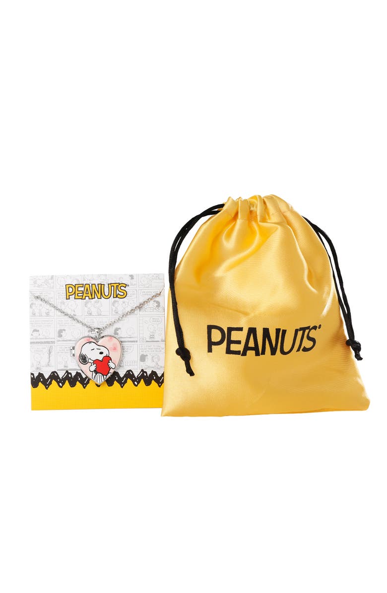 PEANUTS Snoopy Heart Locket Pendant Necklace Silver Tone Officially Licensed, Alternate, color, Silver