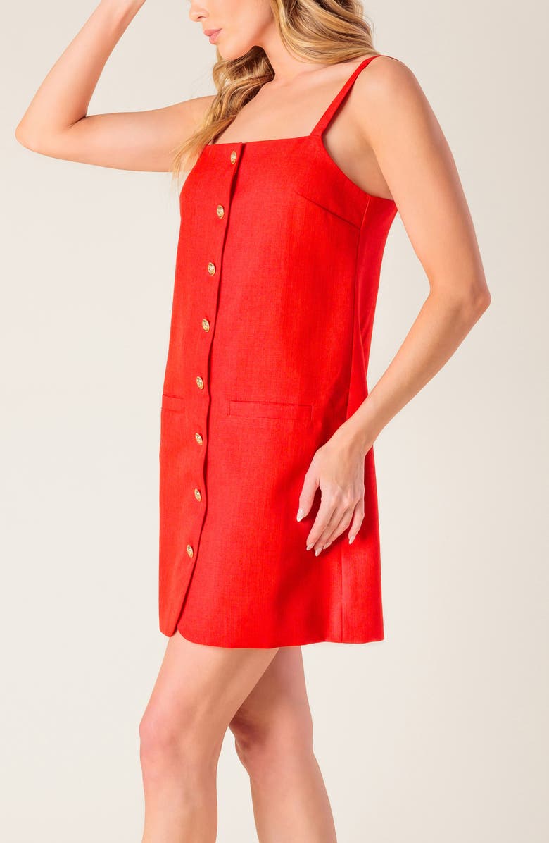 FLYING TOMATO Button Front Mini Shift Dress, Alternate, color, Red