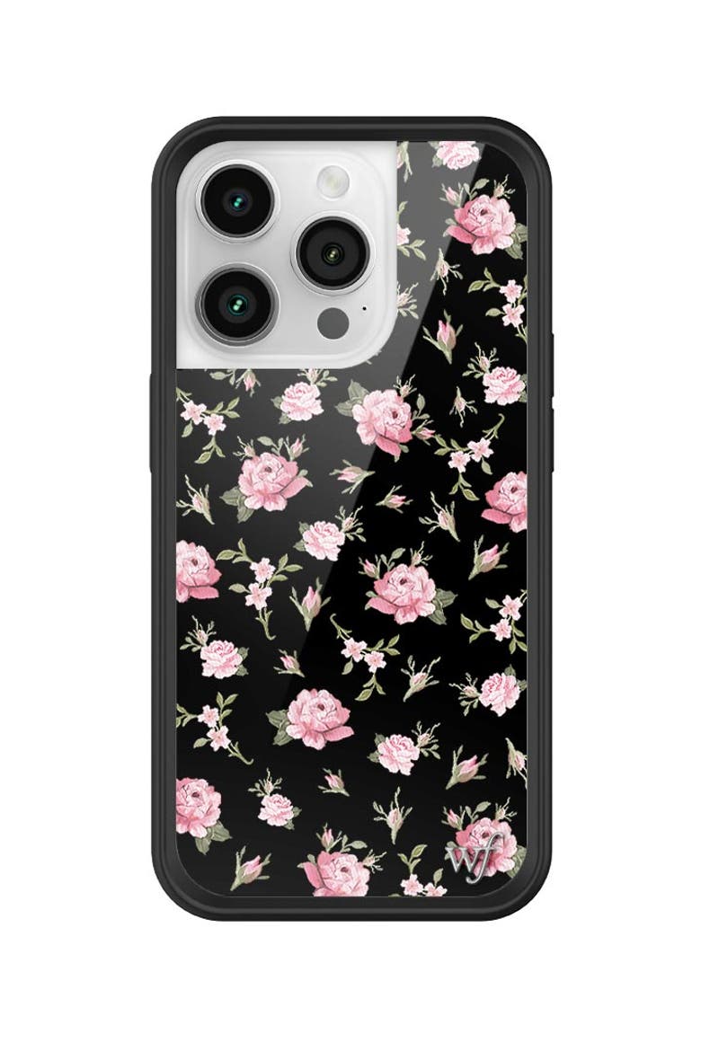 Black and Pink Floral iPhone Case, Alternate, color, Black