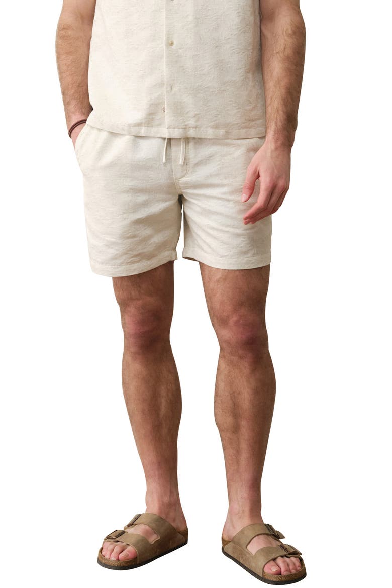 6-Inch Saturday Cotton & Linen Blend Beach Shorts, Main, color, NATURAL/ TAN