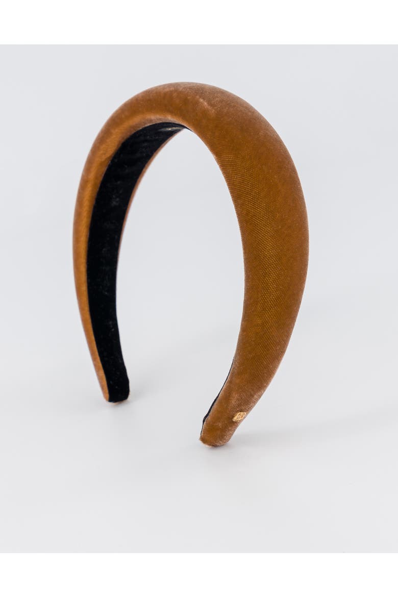 Victoria Padded Velvet Headband, Main, color, Camel
