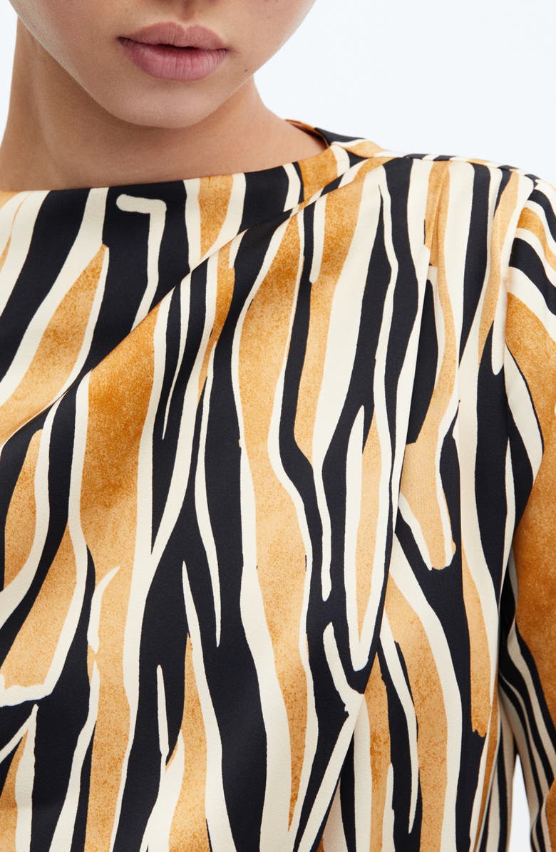 MANGO Abstract Print Long Sleeve Satin Minidress, Alternate, color, 