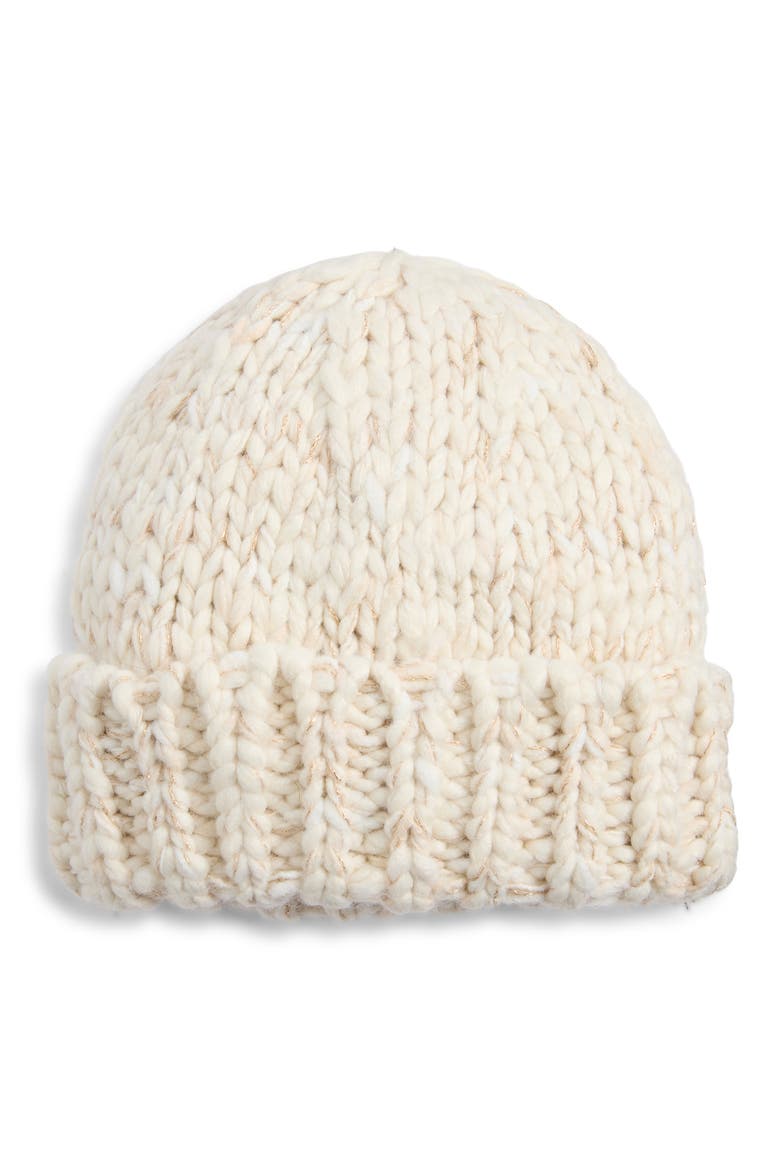 Textured Lurex Beanie, Main, color, IVORY