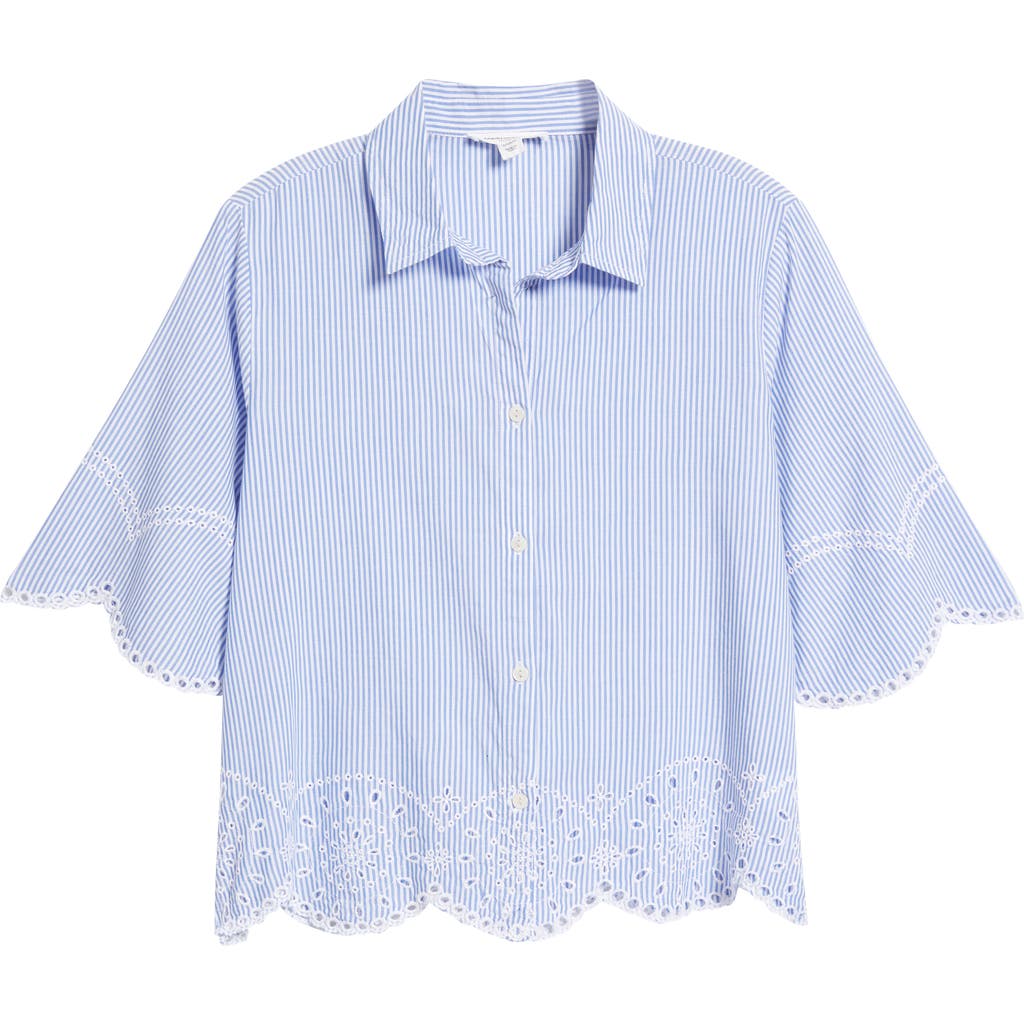 Beachlunchlounge Clo Eyelet Border Button-up Shirt In Lake House