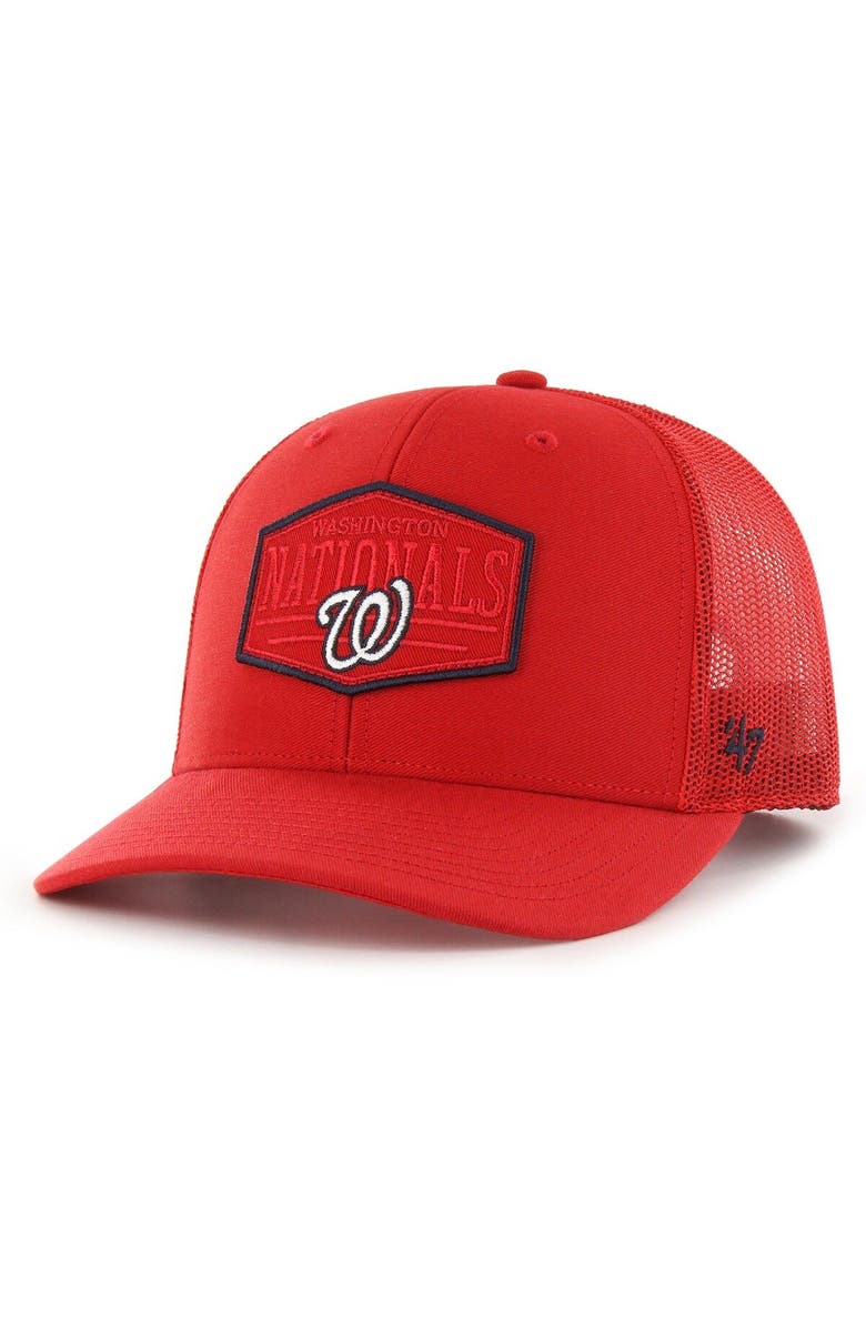 '47 Men's '47 Red Washington Nationals Ridgeline Tonal Patch Trucker Adjustable Hat, Main, color, Red